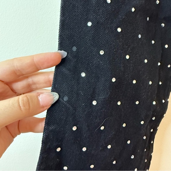 GIANNI BINI Ivy Rhinestone Sparkle Chic Black High Waisted Straight Leg Jeans - Picture 7 of 9